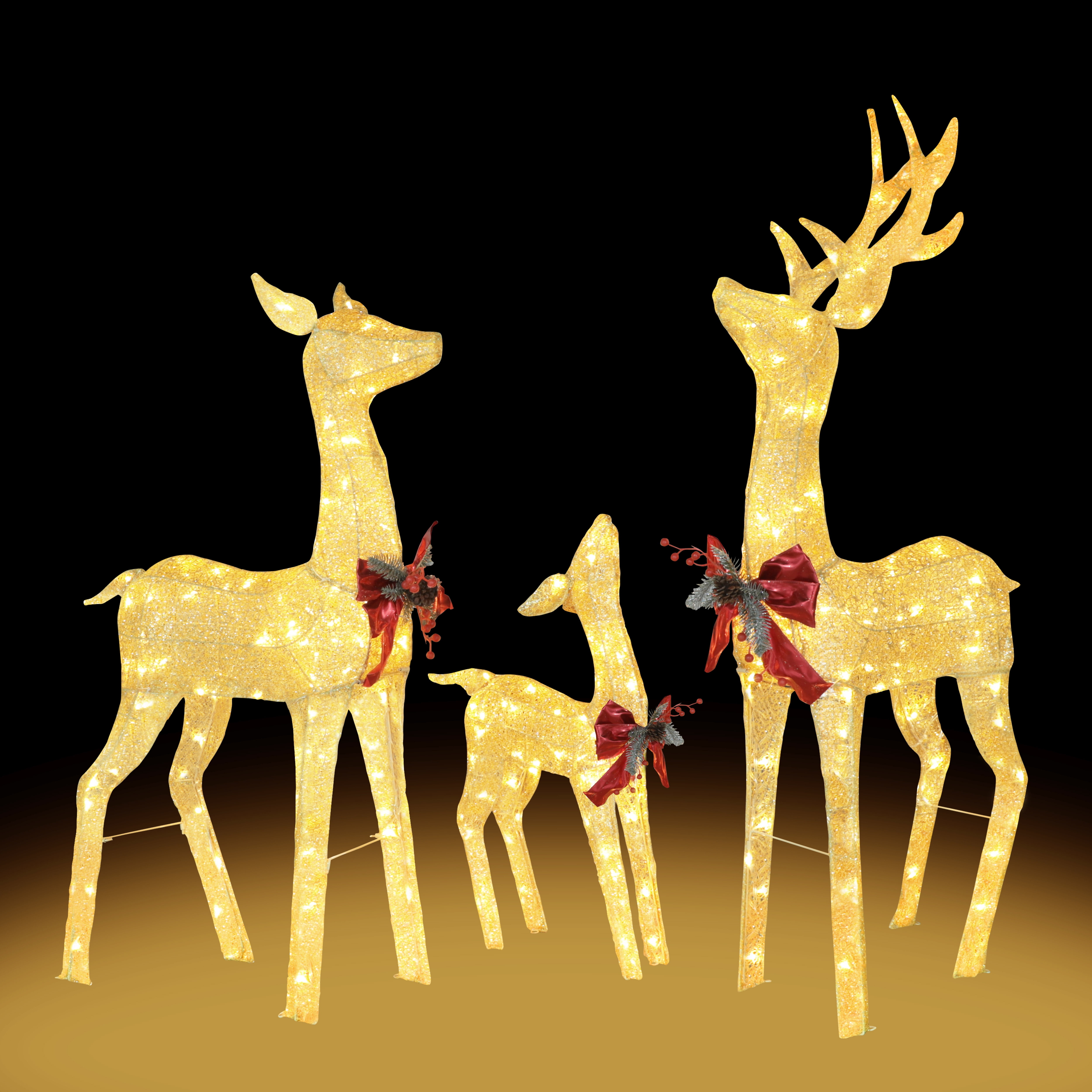 VEIKOUS Christmas Lighted Deer Family Set Outdoor Decor w/ 200 Warm