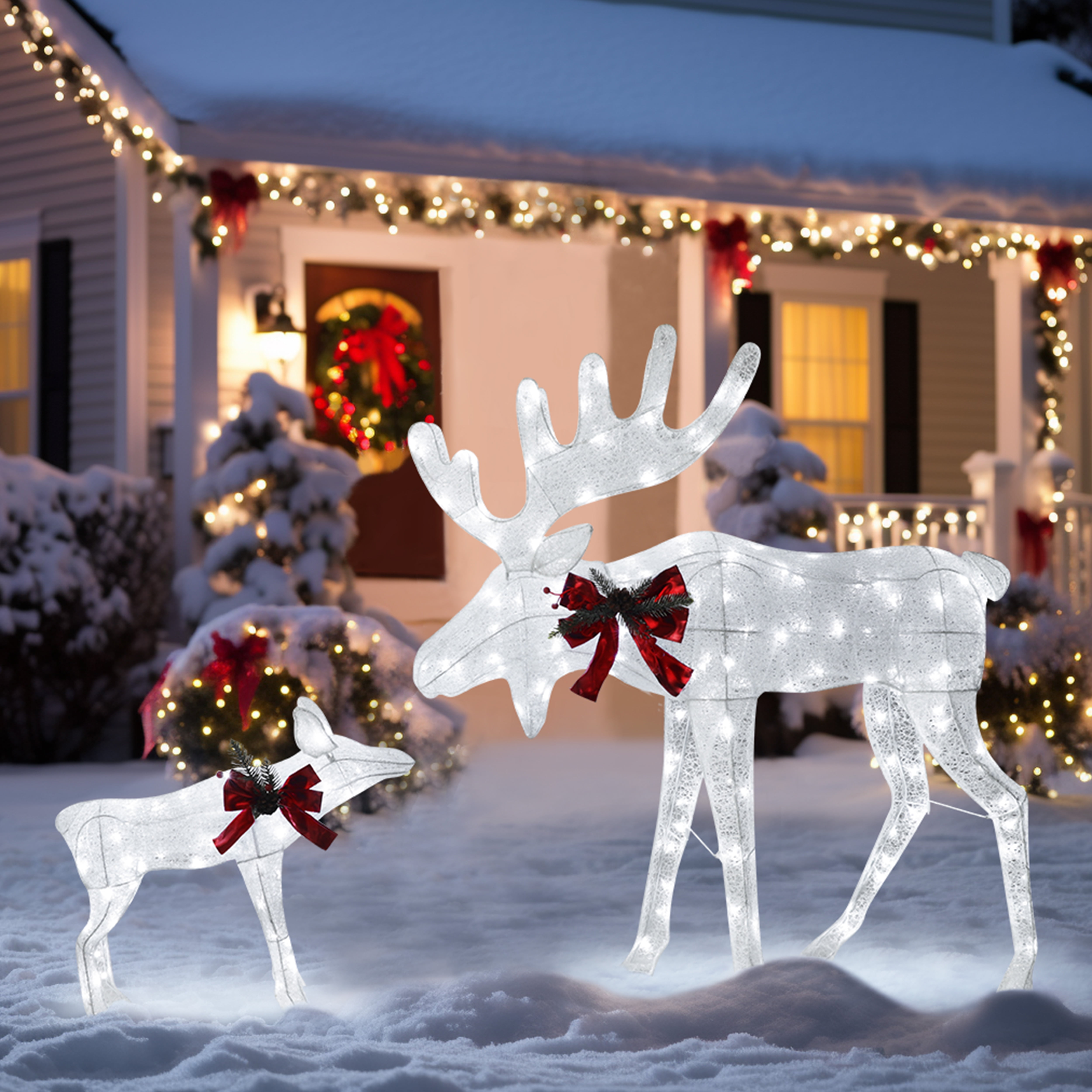 Outdoor Lighted Moose Christmas 