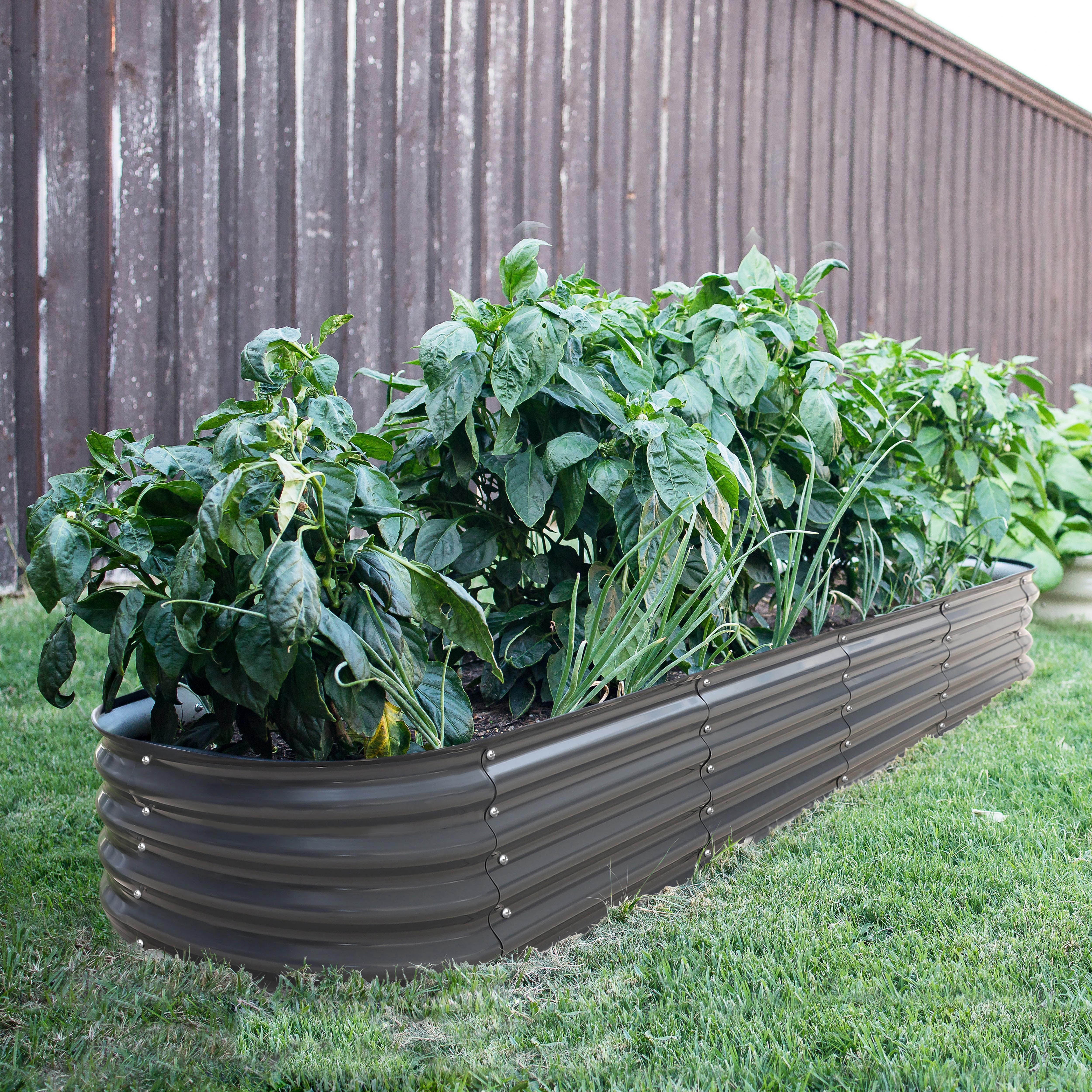 VEIKOUS Raised Steel Garden Bed, 8x2x1 ft, 9 in 1 Modular Planter Box ...