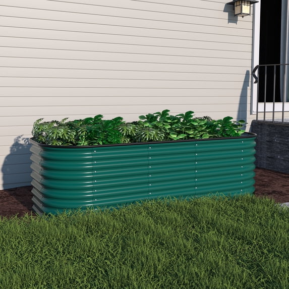 VEIKOUS Metal Raised Garden Bed, 6x3x2 ft Galvanized 9 in 1 Modular Garden Planter Box Kit, Green