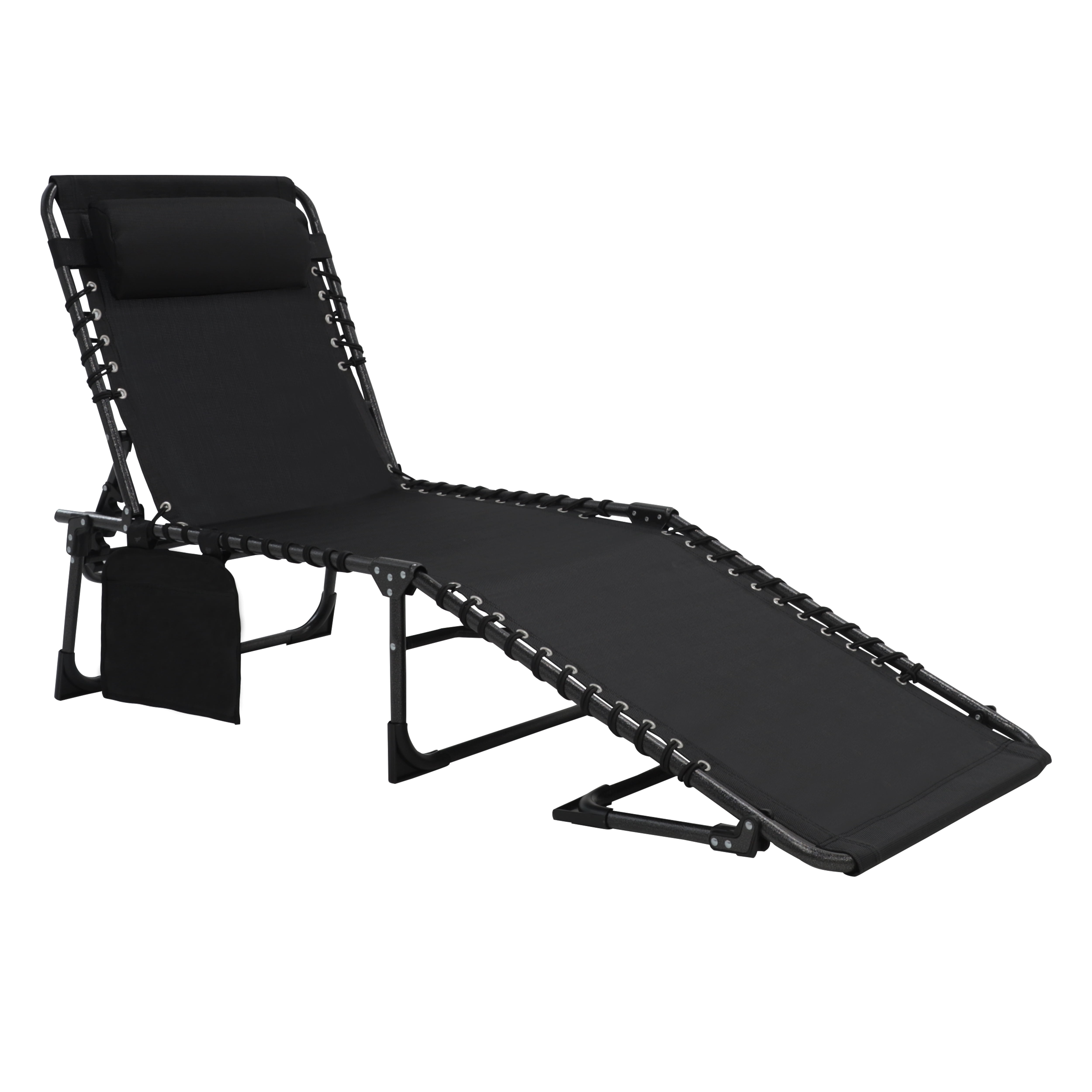 Outdoor Furniture Black Metal Chaise Lounge VEIKOUS Outdoor