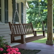VEIKOUS Outdoor Wooden Porch Swing 4ft w/ Chains 2-person Swing Bench Chair for Patio, Rustic