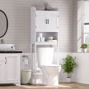 VEIKOUS Over the Toilet Storage Cabinet, Bathroom Space Saver W/ Adjustable Shelf & Rack, White