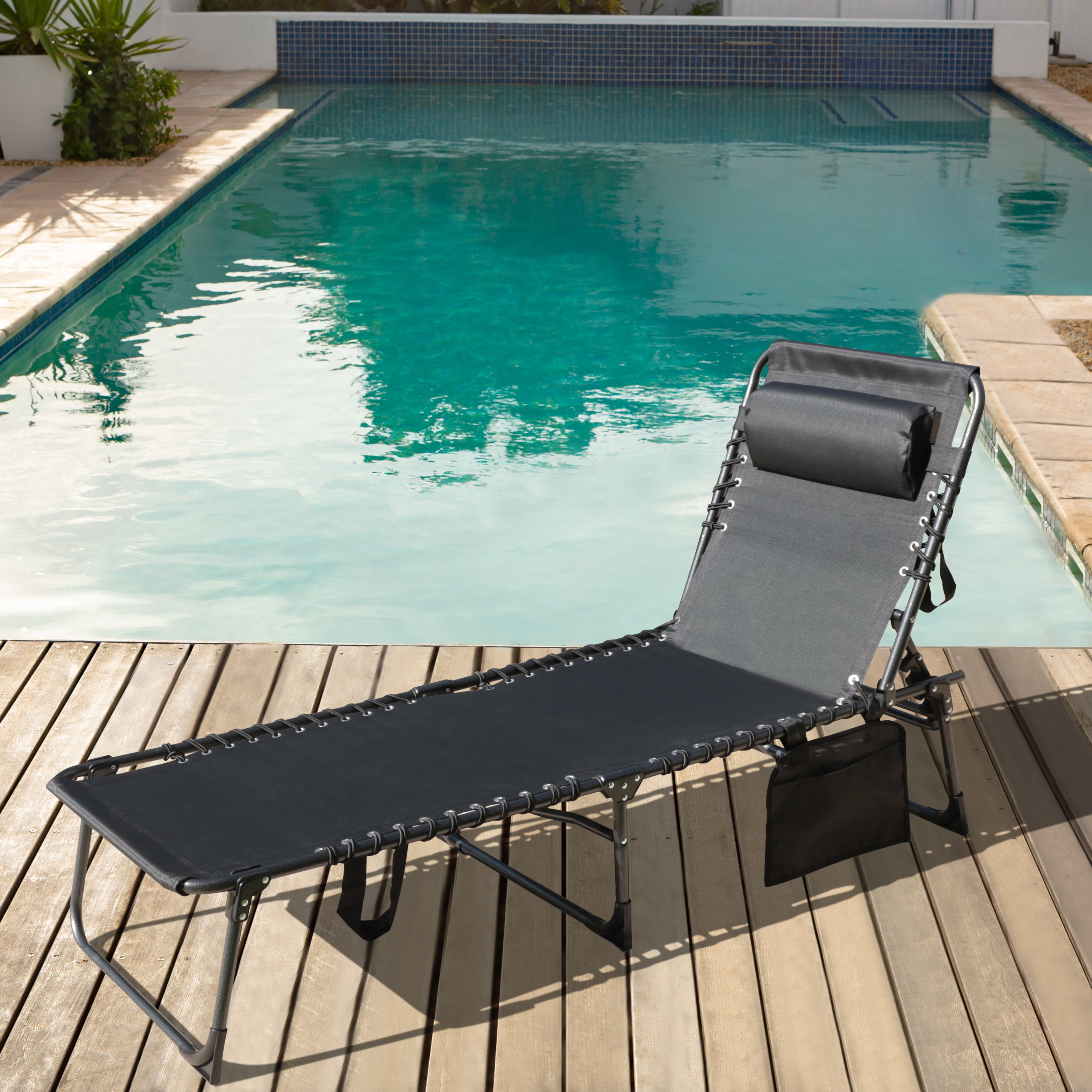 VEIKOUS Portable Chaise Lounge, 5-Position Adjustable Tanning