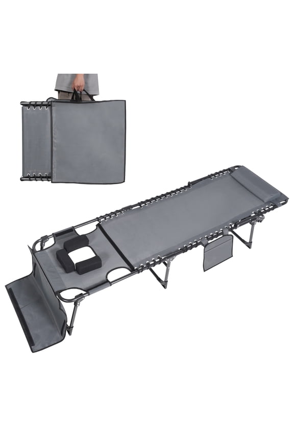 Portable Tanning Chair, 5-Position Adjustable Sunbath Lounge Chair W/Face & Arm Hole, Pillow & Pocket, Grey