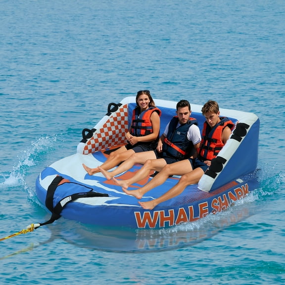 VEIKOUS Towable Tube for Boating, 3-Person Inflatable Rider Deck for Water Sports, Boating, Waterskiing, Blue