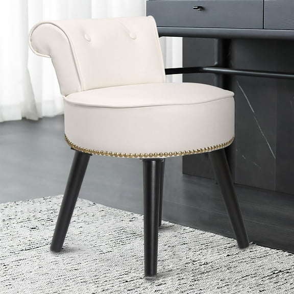 VEIKOUS Vanity Chair Collection Home Decor Style1 Elegant Velvet Padded Seat Table Set, White