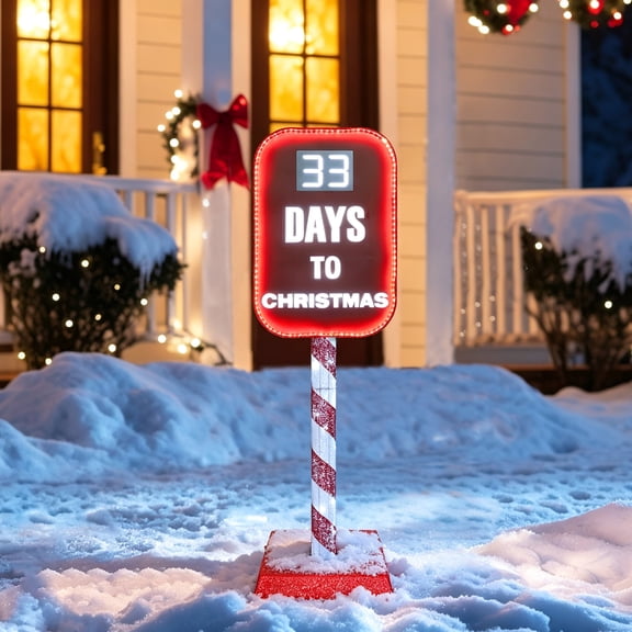 VEIKOUS 5 FT PreLit Christmas Countdown Yard Sign, Remote Control Adjustable 060 Days LED Christmas Countdown Decor, Waterproof Freestanding Xmas Countdown Marker