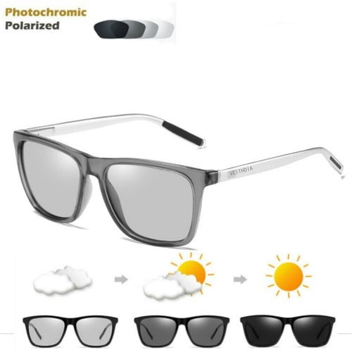VEITHDIA HD Polarized Photochromic Sunglasses Men Retro UV400 Driving Glasses