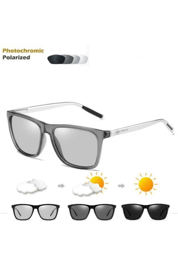 VEITHDIA HD Polarized Photochromic Sunglasses Men Retro UV400 Driving Glasses