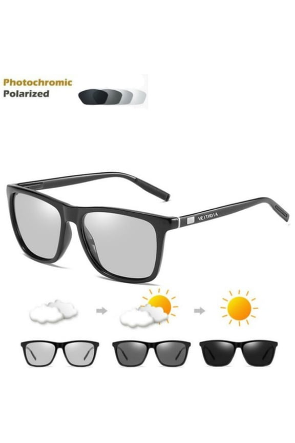 VEITHDIA HD Polarized Photochromic Sunglasses Men Retro UV400 Driving Glasses