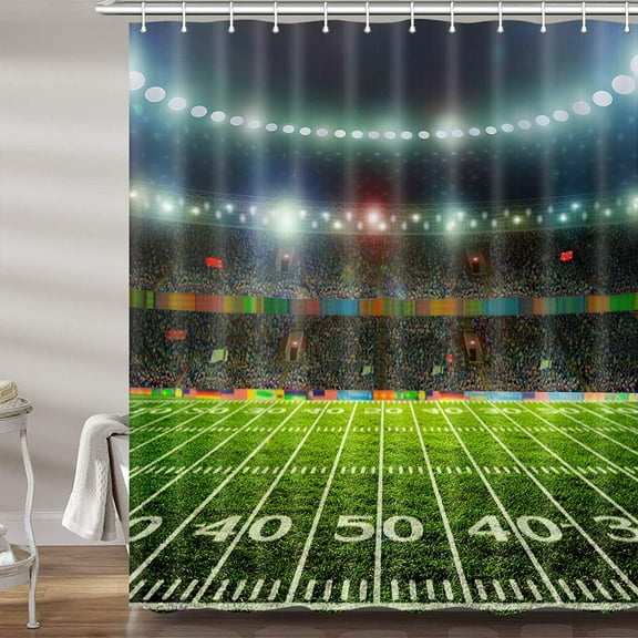 VEIVIAN Football Field Polyester Shower Curtain, 69" x 72" Waterproof