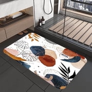 VEIVIAN Leaves Brown Flannel Bath Rug, 17'' x 29'', Non Slip
