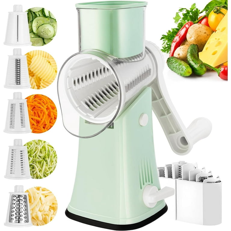 KeepingcooX® Stainless Steel Rotary Cheese Grater/Vegetable Shredder,  Handheld Restaurant Food Grater with Coarse Grater/Fine Grater/Slice Drum  Grater