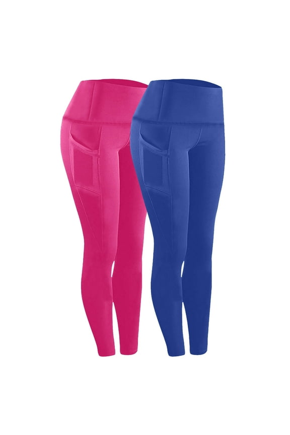 2 Pack Sports Leggings for Women High Waisted Tummy Control Tight Yoga Pants with Inner Pocket Stretch Plus Size Athletic Leggings