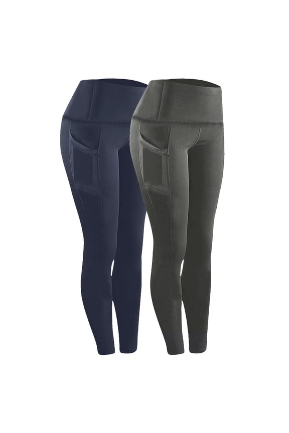 2 Pack Sports Leggings for Women High Waisted Tummy Control Tight Yoga Pants with Inner Pocket Stretch Plus Size Athletic Leggings