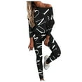 thumbnail image 1 of VEKDONE 2 Piece Outfits Sweatshirt Off Shoulder Loose Fit Set Trendy Letter Print Long Sleeve Crewneck Tops and Sweatpants Match Sets Black XL, 1 of 6