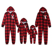 VEKDONE 2024 Clearance 2024 Christmas Matching Family Pajamas Sets Matching Pjs for Holiday Red Plaid Family Sleepwear Set Loungewear Jumpsuits