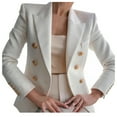 thumbnail image 1 of VEKDONE 2023 Clearance Casual Blazers for Women Elegant Long Sleeve Button Open Front Lapel Collar Work Office Business Jacket Coat, 1 of 3