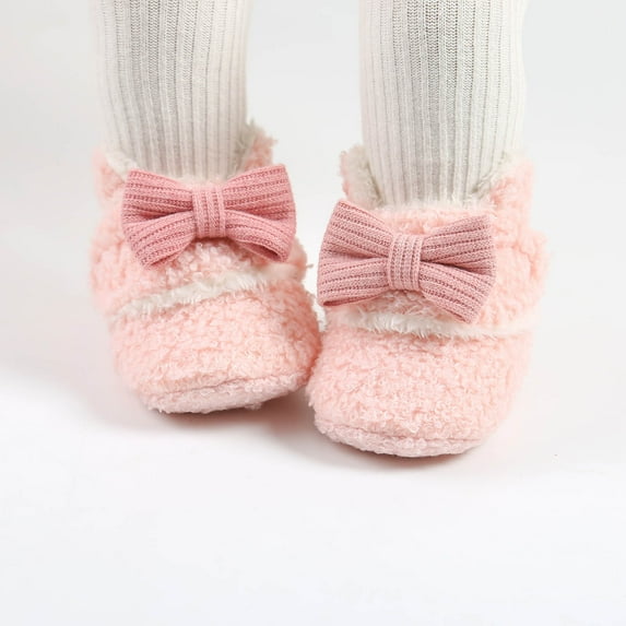 VEKDONE 2023 Christmas Gifts Infant Kids Girl's Boots Baby Soft Cotton Shoes Toddler Bow-Knot Warm Shoes