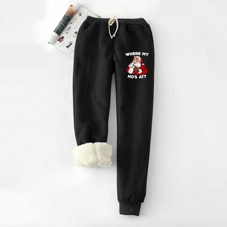 VEKDONE 2023 Clearance Sweatpants Womens Sherpa Lined Christmas Theme  Printed Sweatpant Keep Warm Winter Athletic Jogger Fleece Pants with  Pockets 