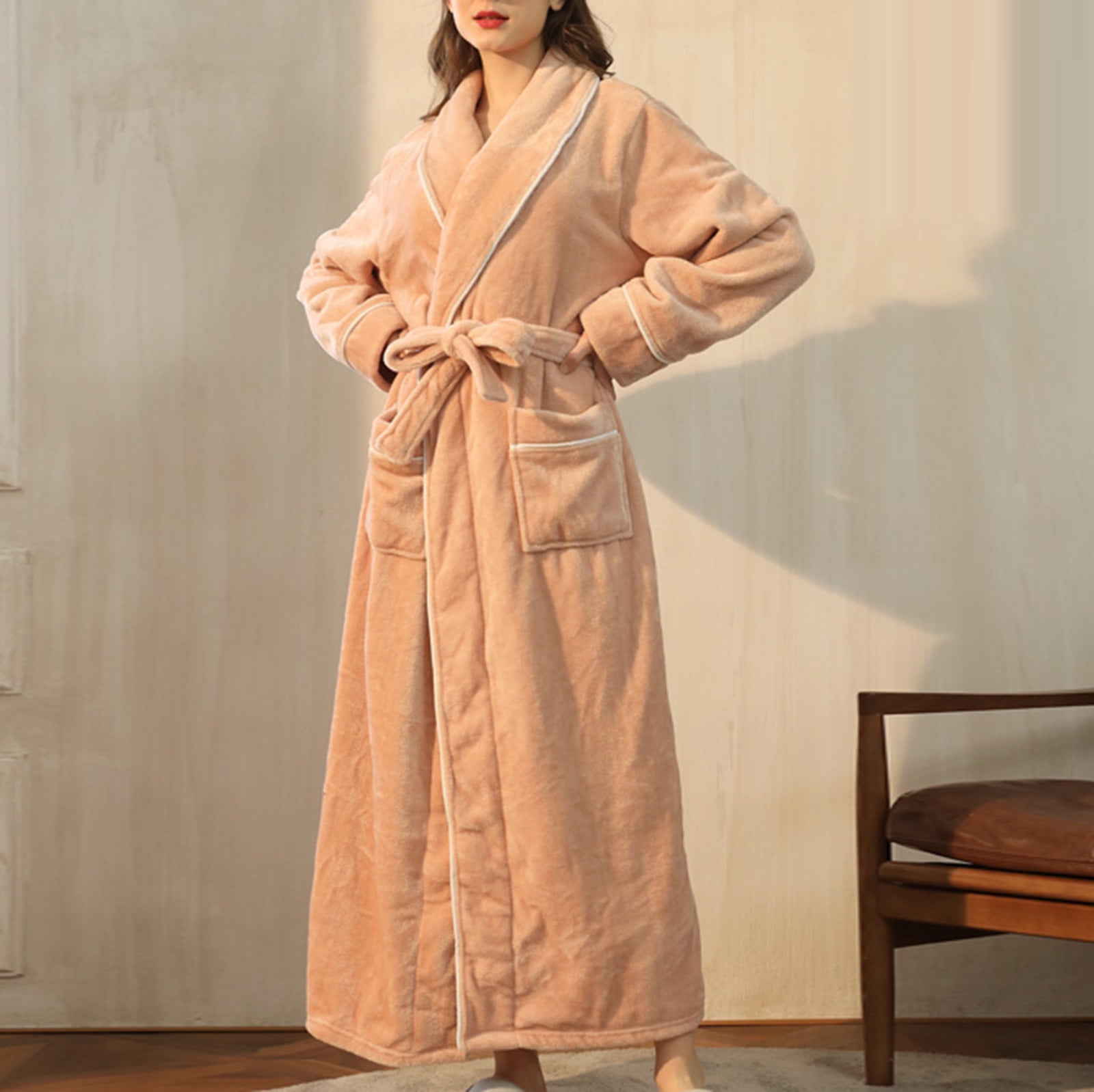 VEKDONE 2024 Clearance Women's Long Robe Plus Size Fuzzy Fleece