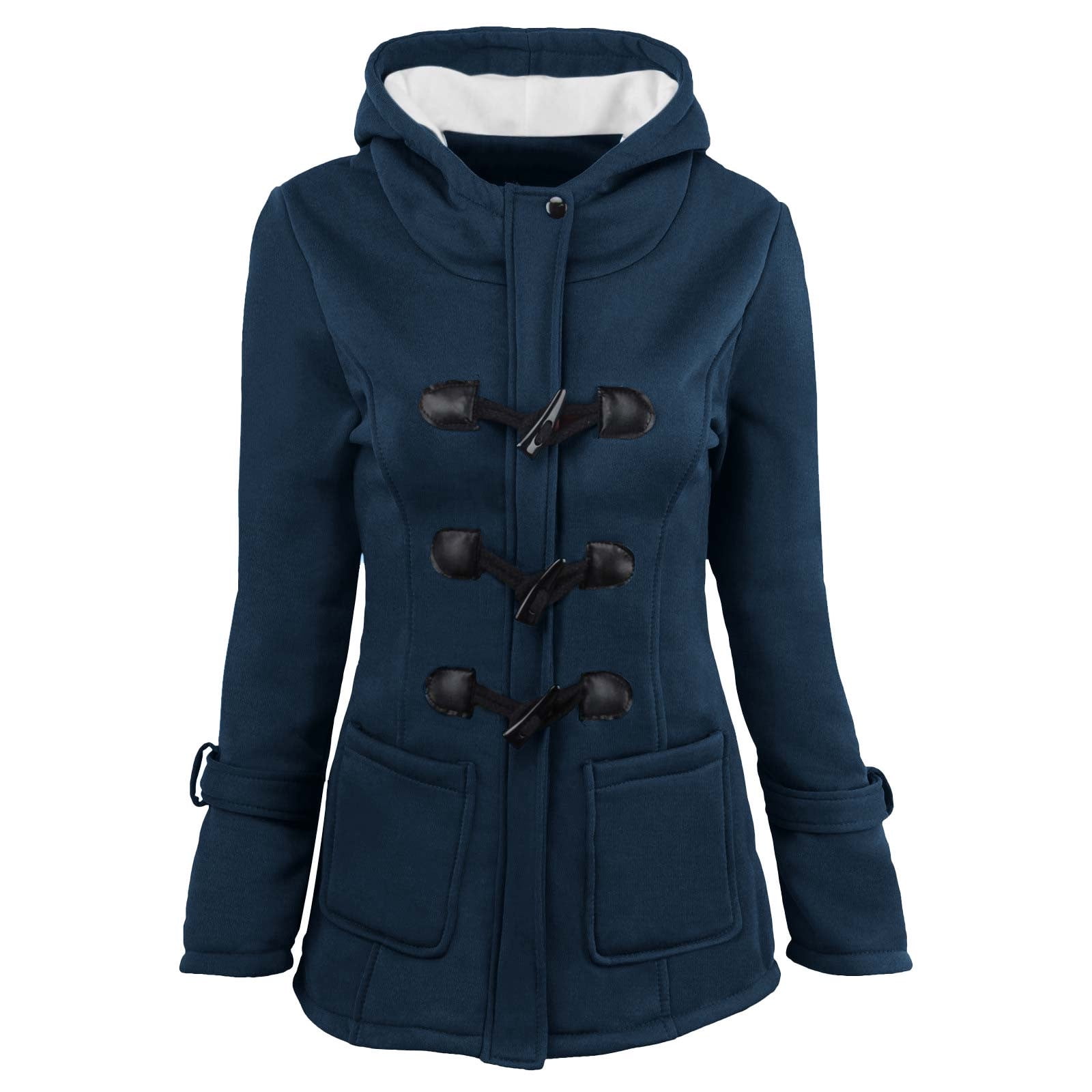 VEKDONE 2023 Clearance Women's Woolen Coats Notch Lapel Double Breasted