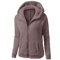 thumbnail image 1 of VEKDONE 2023 Clearance Womens Zip Up Hoodies Long Sleeve Winter Plush Hooded Jackets Lightweight Warm Tunic Outwear Trendy Solid Color Fleece Coat With Pockets, 1 of 3