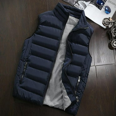 VEKDONE 2025 Clearance Men's Padded Cotton Blend Autumn Winter Warm Vest Coat Tops Jacket Casual Loose Sleeveless Solid Slim Warm Outwear
