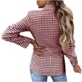 thumbnail image 1 of VEKDONE 2024 Clearance Women Elegant Open Front Houndstooth Blazer Work Office Jacket Vintage Nothced Lapel Single Breasted Cropped Blazer, 1 of 6