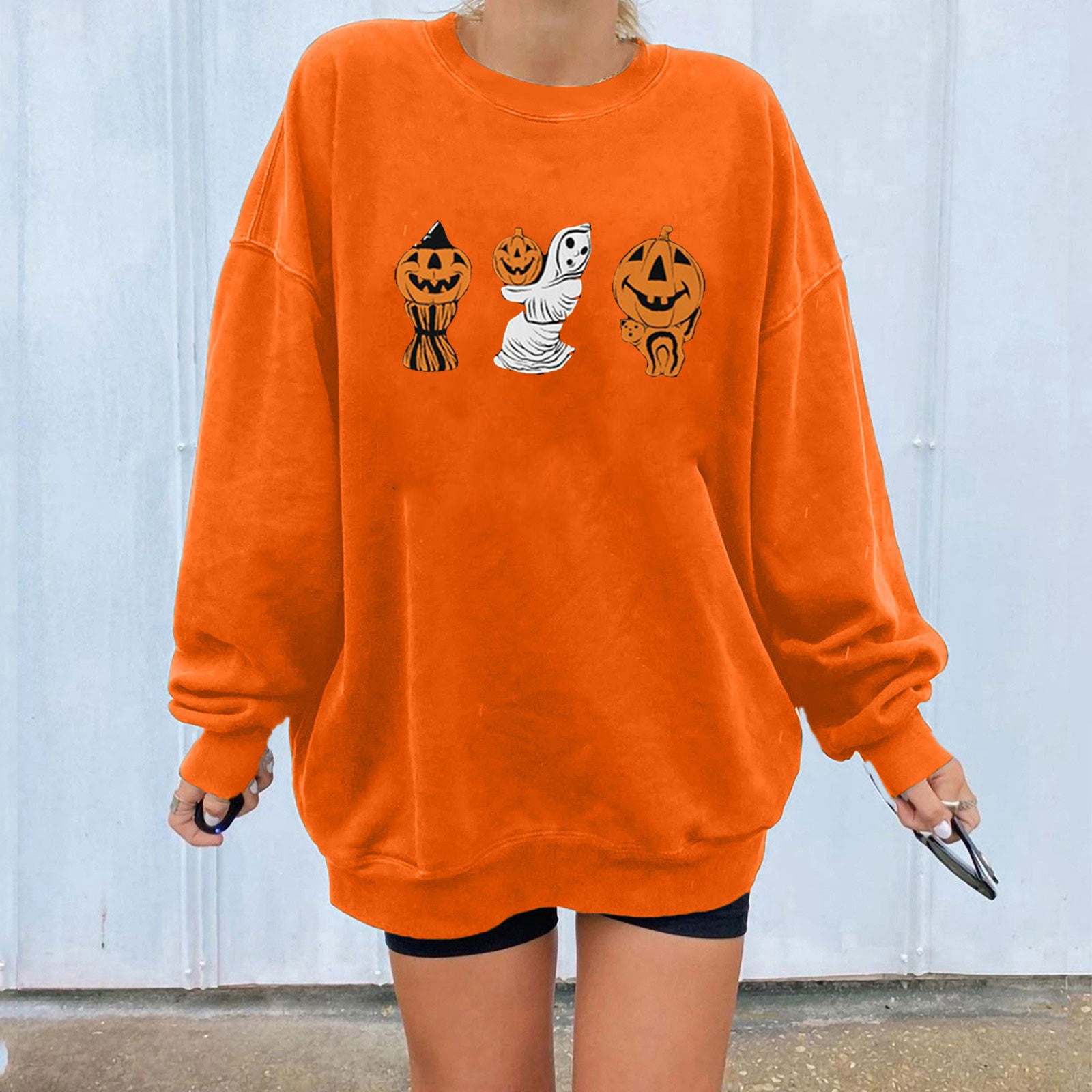 Fashion Crew Neck Long Sleeve Halloween Loose Regular Sweater
