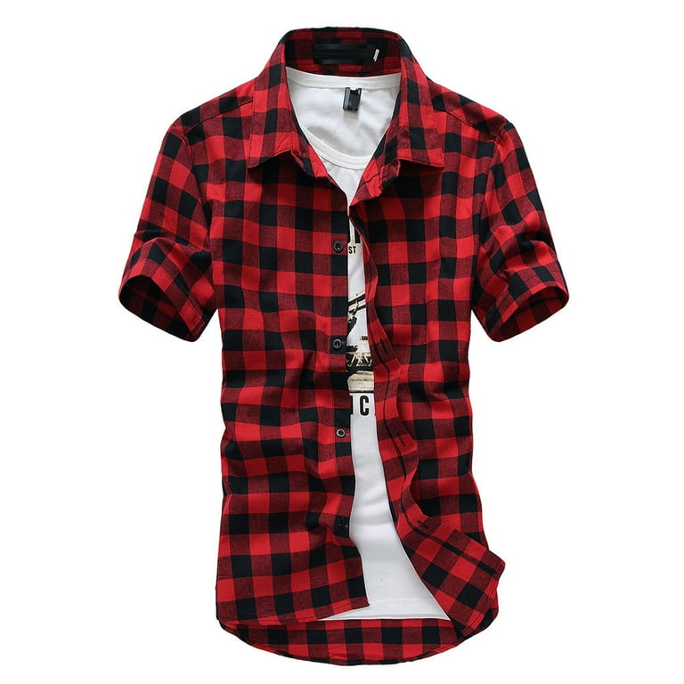 VEKDONE 2025 Clearance Mens Fashion Short Sleeve Flannel