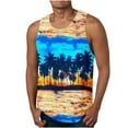 thumbnail image 1 of VEKDONE 2025 Clearance Plus Size Tanks Tops for Men Trendy Palm Tree Graphic Tee 3D Print Blouse Casual Beach Vacation Tank Top Outdoor Sport Gym T-shirt Blue XXXL, 1 of 4