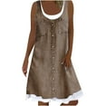 thumbnail image 1 of VEKDONE 2025 Summer Dresses for Women, Denim Tank Dress Beach Floral Tshirt Casual Loose Sundress Sleeveless Pockets, Dresses for Becah Vacation, 1 of 4