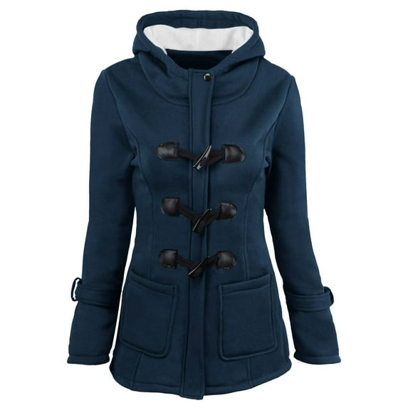 VEKDONE 2025 Clearance Women's Woolen Coats Notch Lapel Double Breasted Trench Jackets Mid Long Pea Overcoats Fall Winter Coat Office Outwear