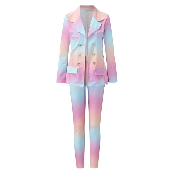 VEKDONE 2025 Clearance Womens 2 Piece Suit Solid Open Front Long Sleeve Blazer and Suit Pants Set Business Casual Blazer Outfit for Work