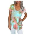 thumbnail image 1 of VEKDONE 2025 Womens Casual Short Sleeve Tunic Tops Scoop Neck T Shirts Tie Dye Vintage Summer Loose Fit Tunics Blouse, 1 of 6