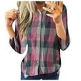 thumbnail image 1 of VEKDONE 2025 Clearance Womens Plus Size Plaid Shirts Fall Vintage Casual Long Sleeve Tops Loose Fit Button Down Blouse Cardigan S-5xl, 1 of 2