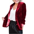 thumbnail image 1 of VEKDONE 2025 Clearance Womens Velvet Blazer Cozy Lightweight Outerwear Retro Buttons Long Sleeve Pokets Jacket Cardigan Coat Party Blazers Wine L, 1 of 5