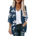 thumbnail image 1 of VEKDONE 2025 Walmart Week Women's Boho Kimono Cardigans Beach Cover Up Lightweight Summer Crochet Top Sheer 3/4 Long Sleeve V Neck Loose Coverups Dark Blue,XXL, 1 of 4