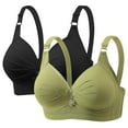 thumbnail image 1 of VEKDONE 2PC Wireless Bras for Women Push Up Padded Comfortable Supportive No Underwire Full Coverage Bralettes Bra Plus Size Everyday Bra Sports Bras Black Size 36, 1 of 6