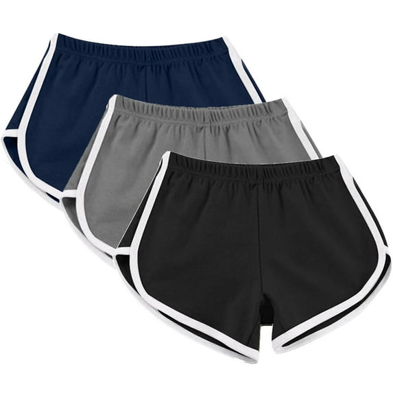 VEKDONE 3 Pc Sports Shorts for Women Summer Casual Yoga Shorts Elastic Waisted Solid Color Active Shorts Soft Comfy Milk Silk Workout Short Pants