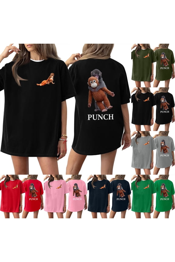 Baby Monkey Punch T-Shirt, Animal Lover Gift Blouse Cute Monkey T-Shirt, Team Punch Blouse Pink S