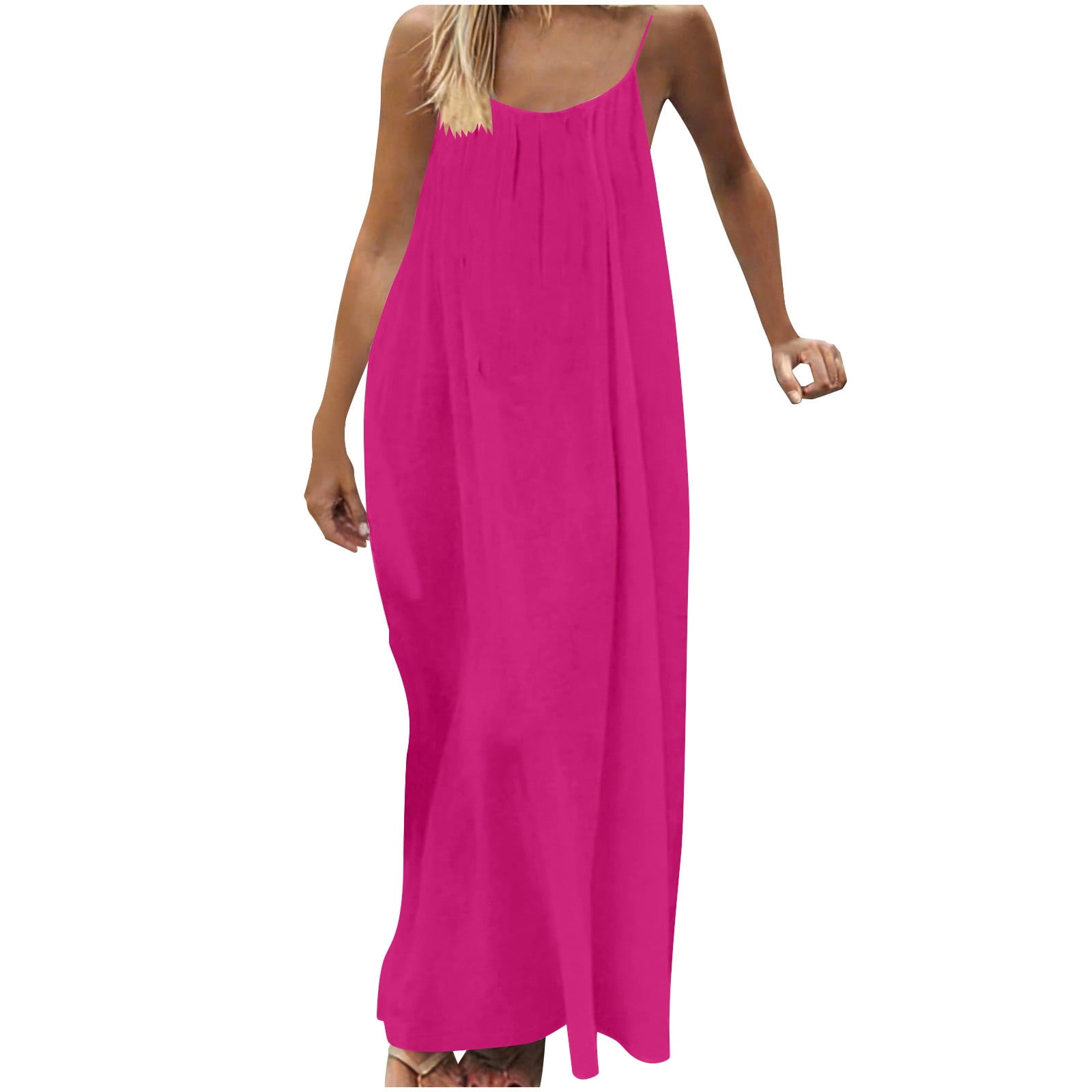 VEKDONE Backless House Dress for Women Summer Sleeveless Scoop Neck Spaghetti  Straps Dress Casual Vacation Cami Sundress for Beach Gray M - Walmart.com
