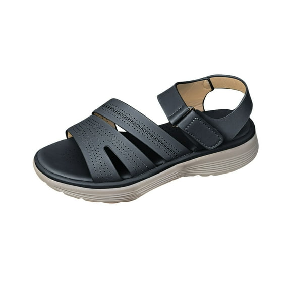 VEKDONE Beach Sandals for Women Women's Fashion Casual Summer New Style Solid Color Thick Bottom Beach Fish Mouth Wedge Sandals