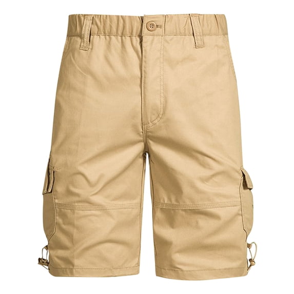 VEKDONE Big and Tall Cargo Shorts for Men Zippper Button Straight Leg Shorts Multi Pockets Solid Color Cargo Shorts Summer Cotton Work Short Pants Khaki XXXXL
