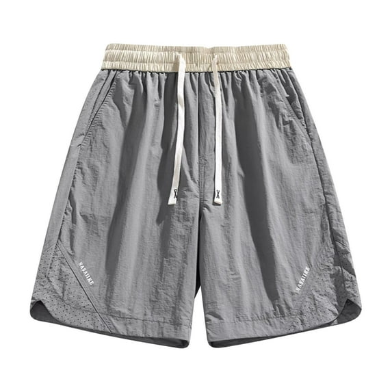 VEKDONE Big and Tall Casual Shorts for Men Elastic Waisted Drawstring Color Block Shorts Summer Loose Fit Lightweight Athletic Shorts with Pockets Gray XL