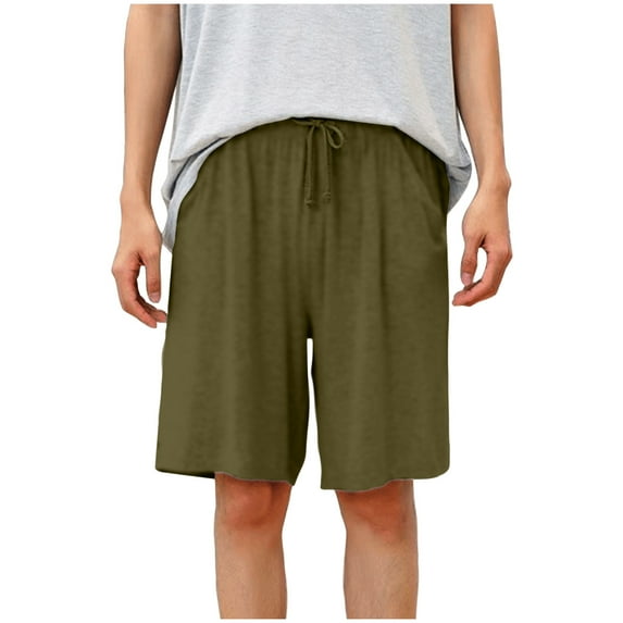 VEKDONE Big And Tall Casual Shorts for Men Stretchy Drawstring Knee Length Shorts Summer Loose Breathable Home Shorts Solid Color Lightweight Beach Shorts