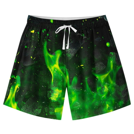 VEKDONE Boys' Athletic Swim Shorts Summer Casual Outdoor Beach Shorts with Pockets Fashion Print Drawstring Shorts for Swimming Lessons & Sports