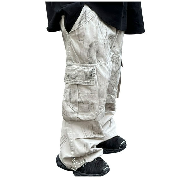 VEKDONE Boys Cargo Pants Fashion Baggy Multi Pockets Streetwear Long Pants Solid Color Outdoor Wide Leg Pants